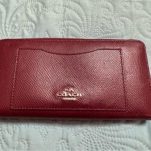 Coach mulberry leather zip around wallet